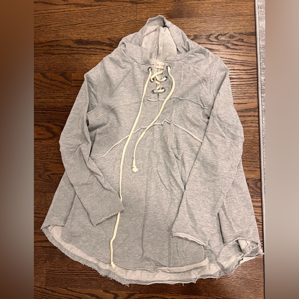 Altar'd State Heather Gray Lace-Up Sweatshirt
